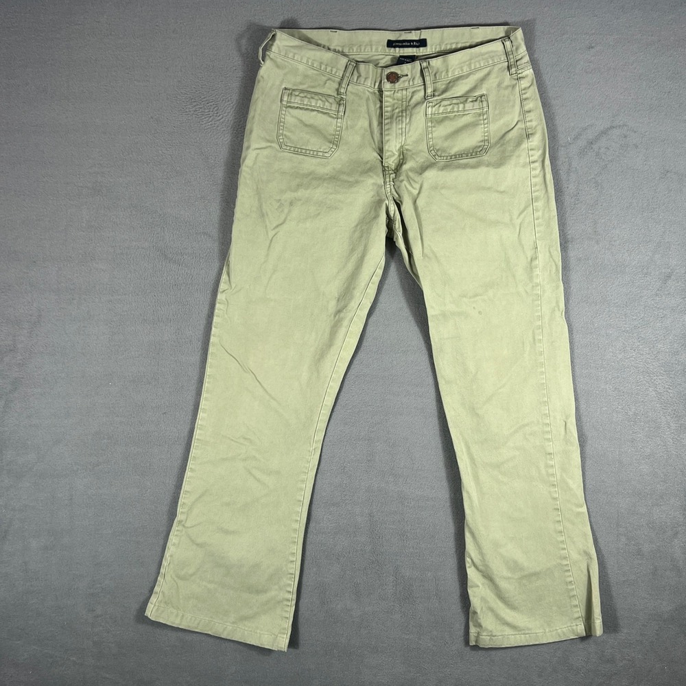 Abercrombie & Fitch Womens Pants 4 Green Vintage Y2K Flare Leg Patch Pockets